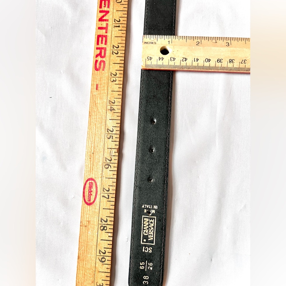 vintage Versace leather belt crocodile-embossed Medusa head brown adjustable - Picture 7 of 13